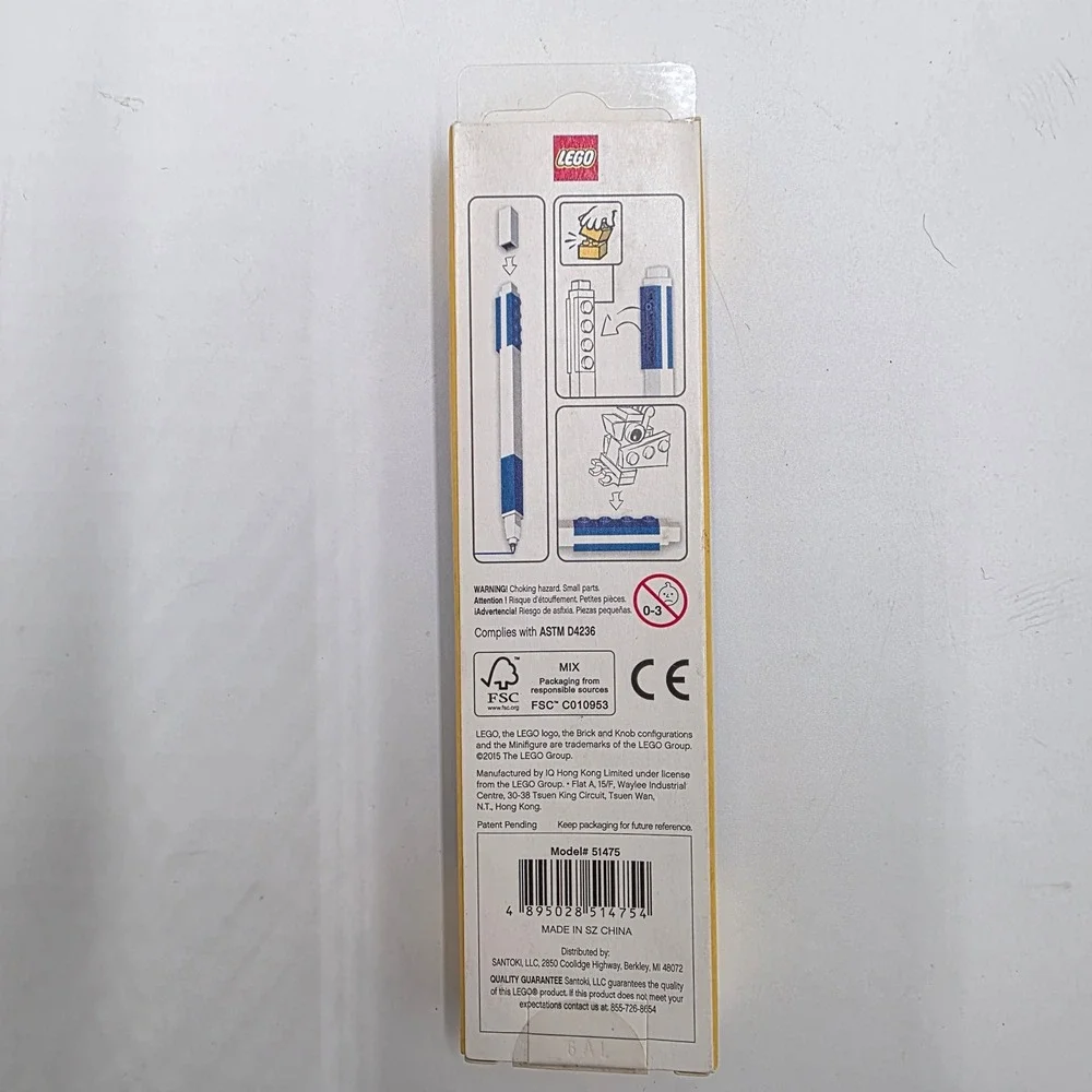 LEGO Gel Pen Red Medium 0.7mm Tip with 1x4 Brick Plate Attachment 51475